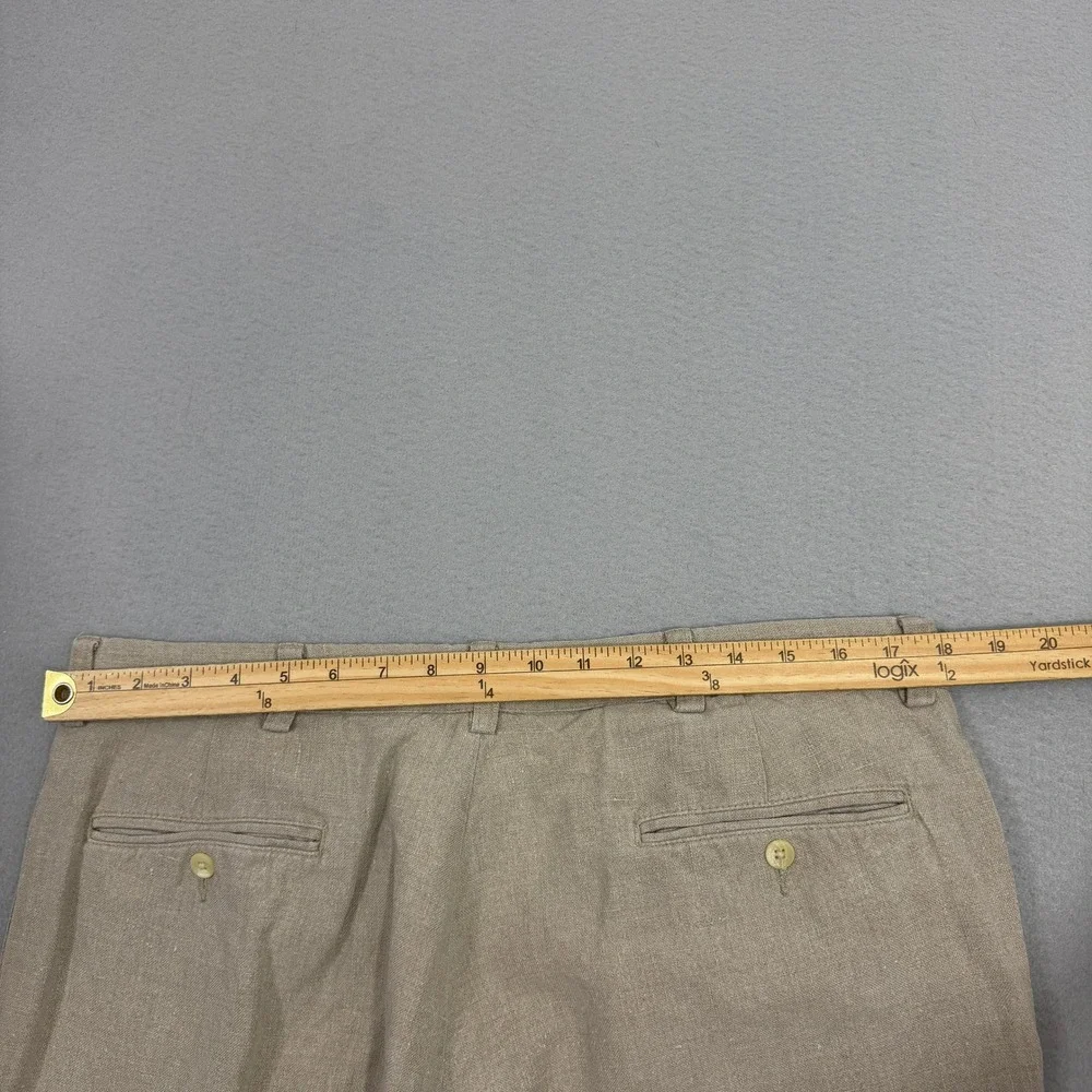 Vintage Polo Ralph Lauren Pants 36x30 Tan Linen Pleated Front Straight Preppy